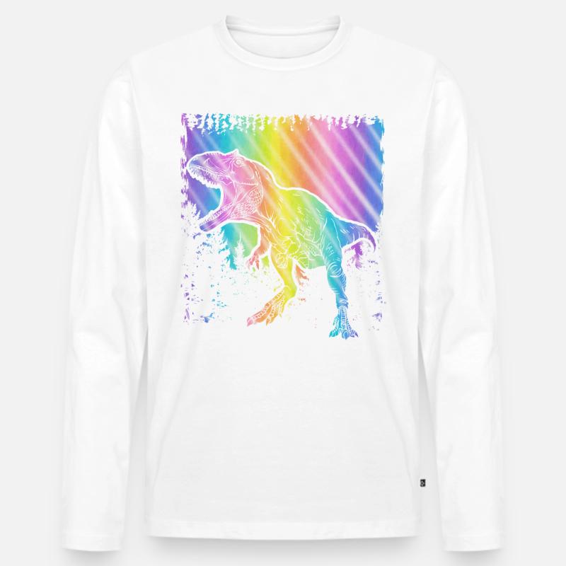 Dinosaurier - Männer Premium Bio Langarmshirt - Weiß