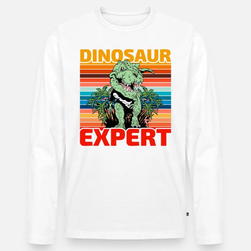 Dinosaur Expert - Männer Premium Bio Langarmshirt - Weiß