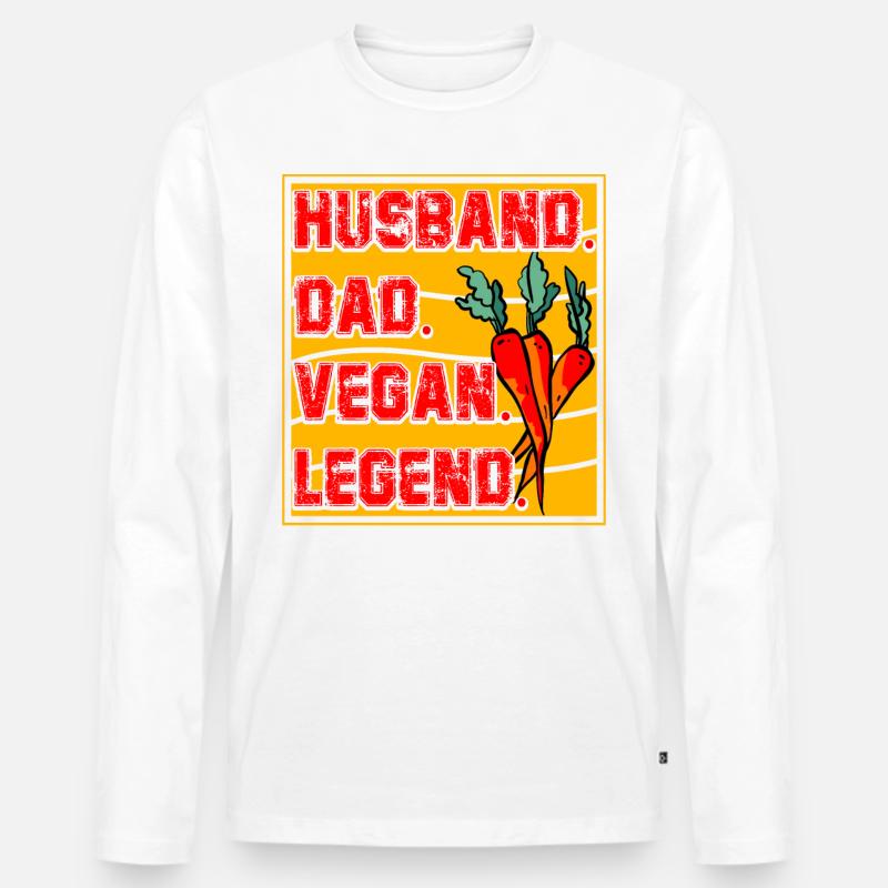 Husband Dad Vegan Legend - Männer Premium Bio Langarmshirt - Weiß