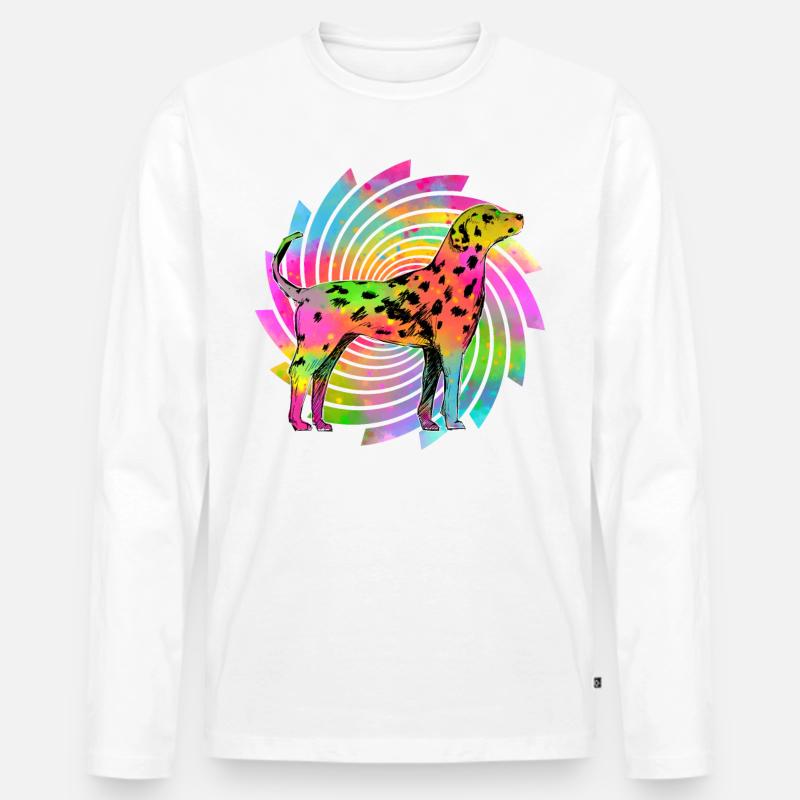 Dalmatiner Retro - Männer Premium Bio Langarmshirt - Weiß