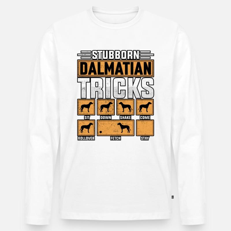 Stubborn Dalmatian Tricks - Männer Premium Bio Langarmshirt - Weiß