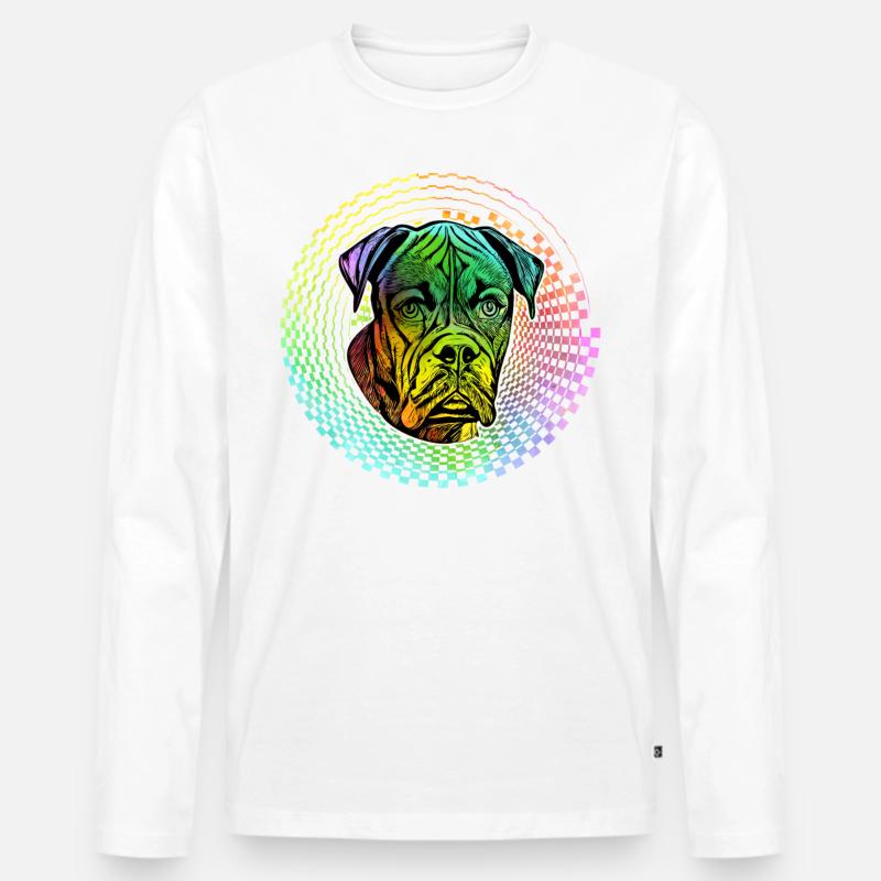 Boxer Retro - Männer Premium Bio Langarmshirt - Weiß