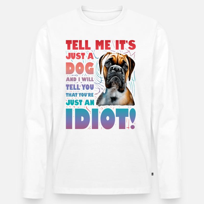 Boxer Lustiger Spruch - Männer Premium Bio Langarmshirt - Weiß