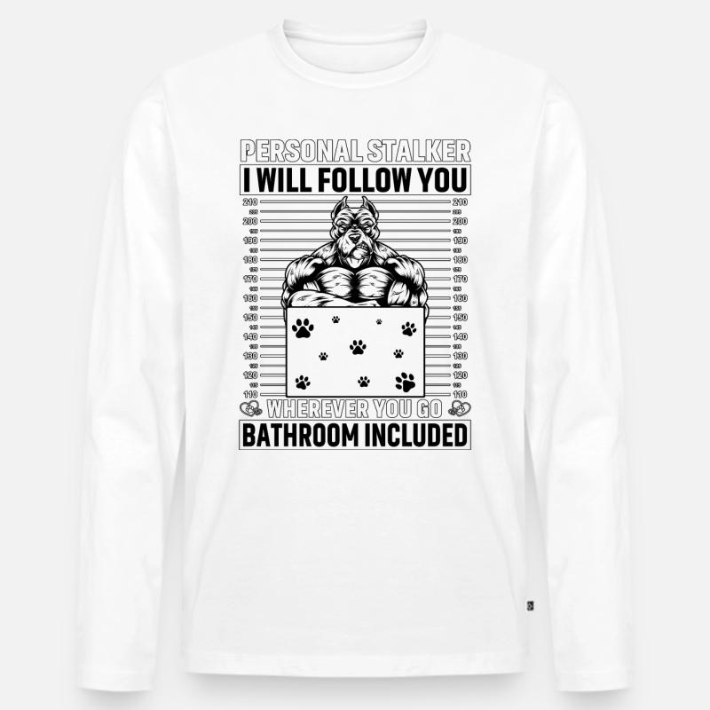 Pitbull Personal Stalker - Männer Premium Bio Langarmshirt - Weiß