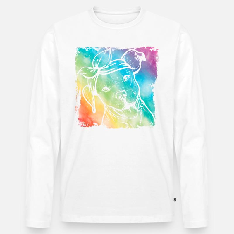 Pitbull Retro - Männer Premium Bio Langarmshirt - Weiß
