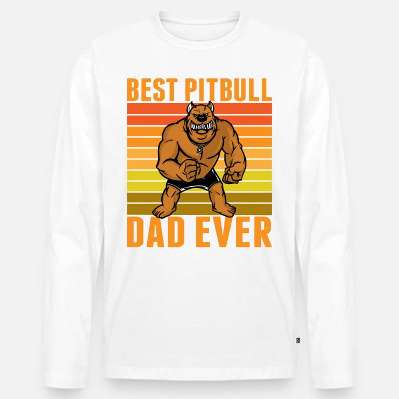 Best Pitbull dad ever - Männer Premium Bio Langarmshirt - Weiß