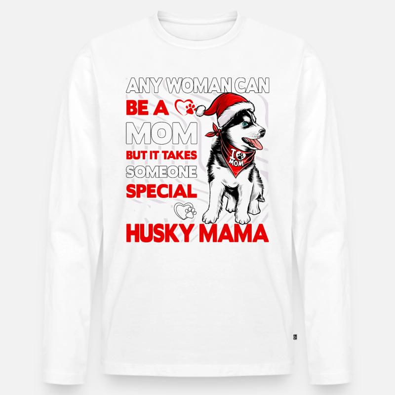 Husky Mama - Männer Premium Bio Langarmshirt - Weiß