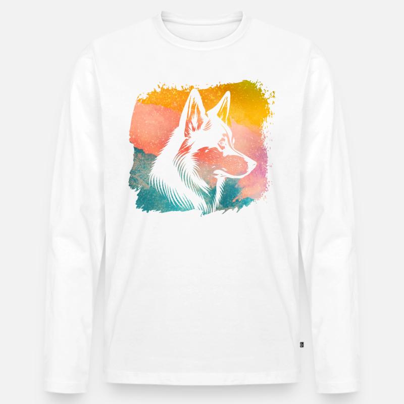 Husky - Männer Premium Bio Langarmshirt - Weiß