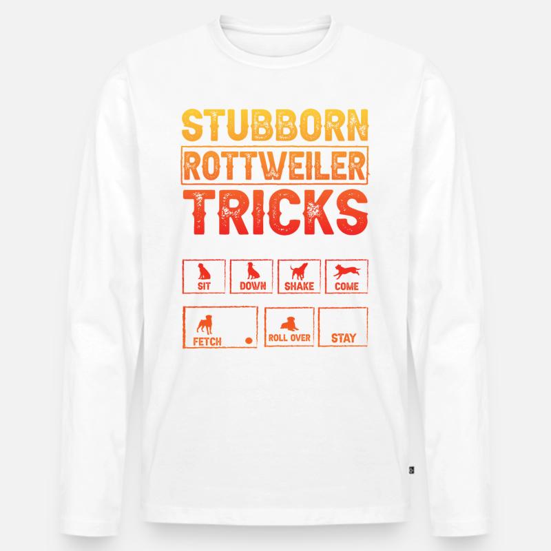 Stubborn Rottweiler Tricks - Männer Premium Bio Langarmshirt - Weiß
