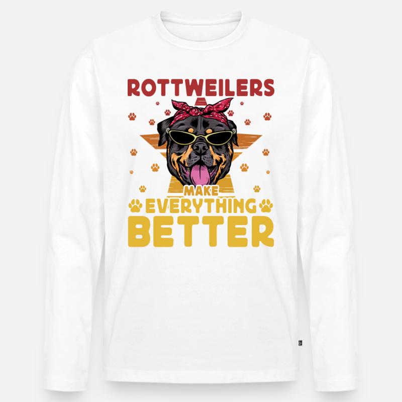 Rottweilers make everything better - Männer Premium Bio Langarmshirt - Weiß