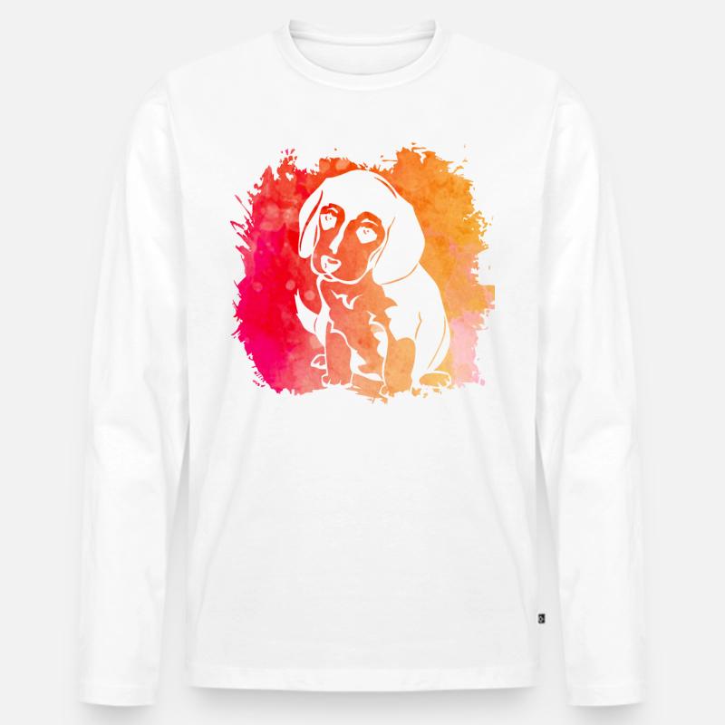 Beagle Hund - Männer Premium Bio Langarmshirt - Weiß