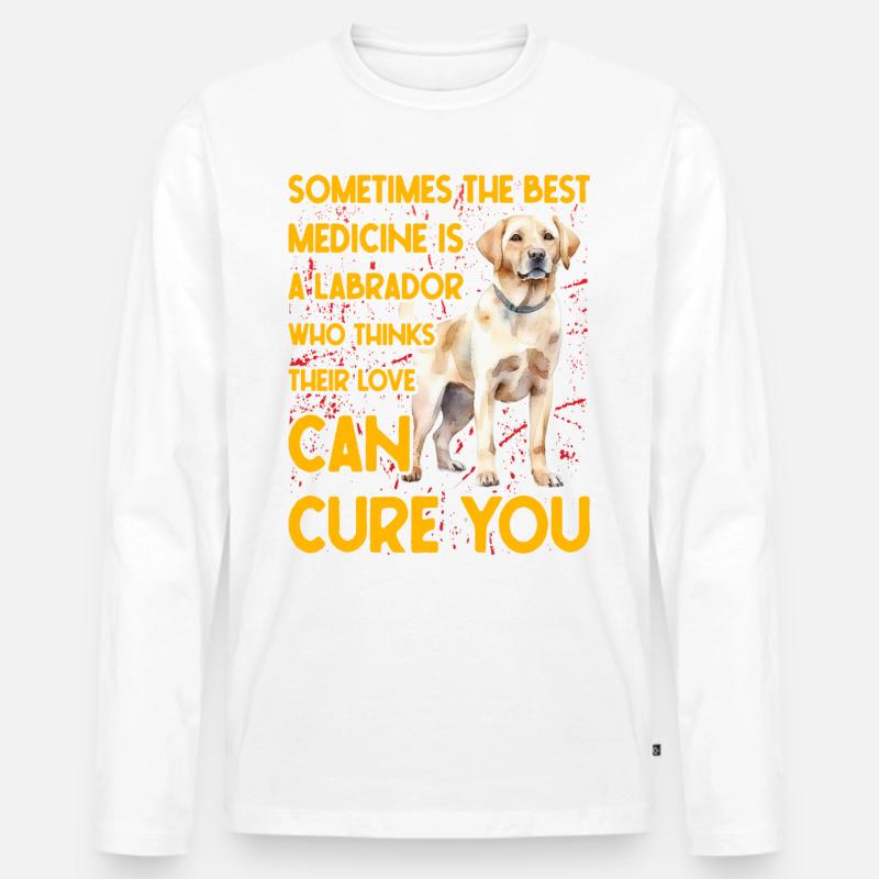 Labrador Lustiger Spruch - Männer Premium Bio Langarmshirt - Weiß