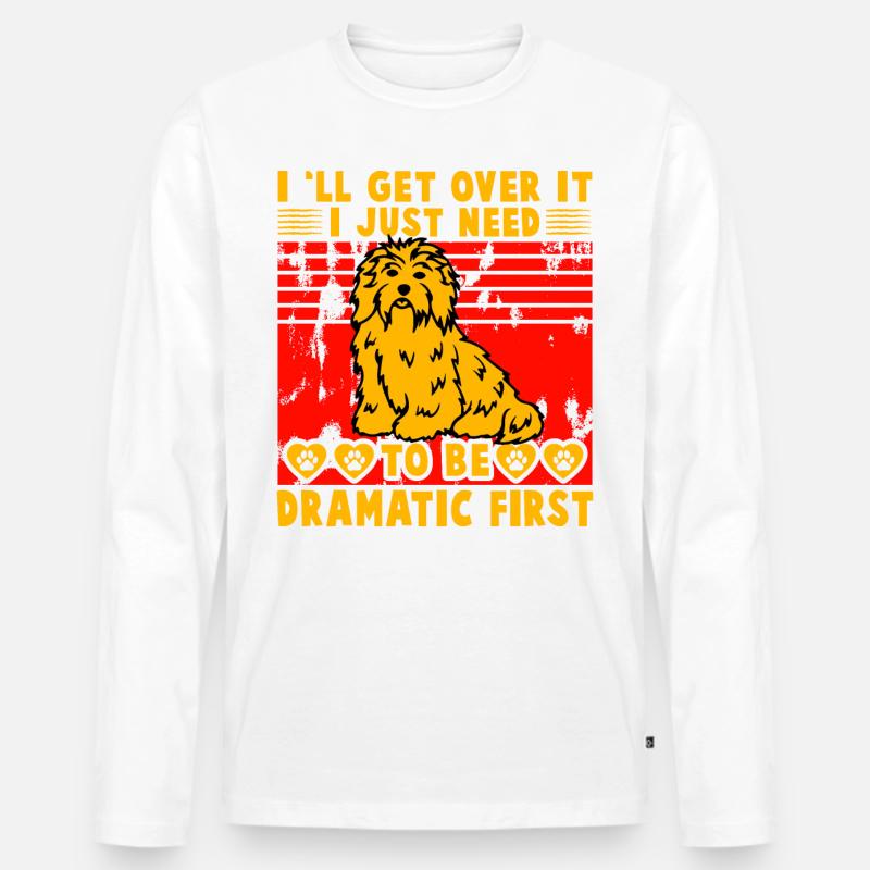 Havaneser Lustiger Spruch - Männer Premium Bio Langarmshirt - Weiß