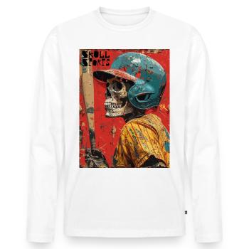 The American Baseball Skull - Skull, Totenkopf - Männer Premium Bio Langarmshirt - Weiß - Vorne - Nico (187cm)