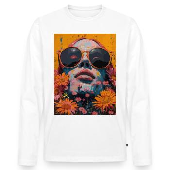 The Skull with Sunglasses - Skull, Totenkopf - Männer Premium Bio Langarmshirt - Weiß - Vorne - Nico (187cm)