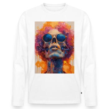 The Skull with Sunglasses - Skull, Totenkopf - Männer Premium Bio Langarmshirt - Weiß - Vorne - Nico (187cm)