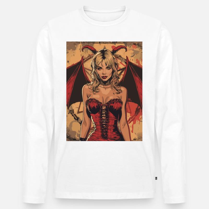The Female Devil - Männer Premium Bio Langarmshirt - Weiß