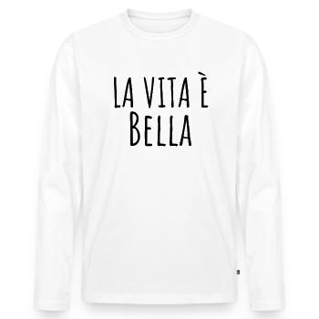 La Vita Bella - T-shirt manches longues Premium bio Homme - blanc - Devant - Nico (187cm)