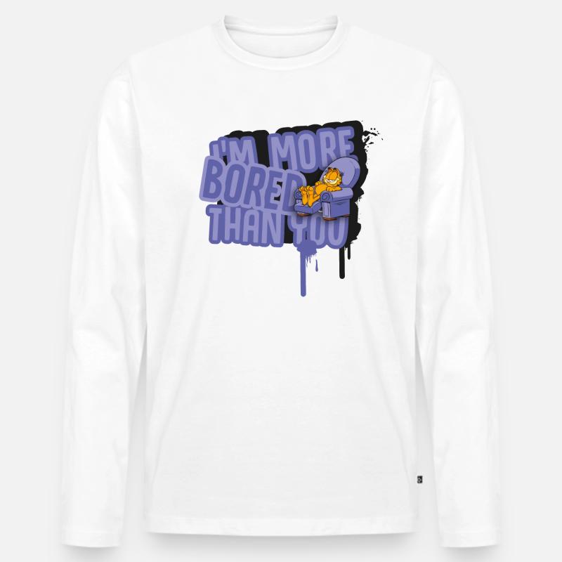 Garfield Langeweile - Männer Premium Bio Langarmshirt - Weiß
