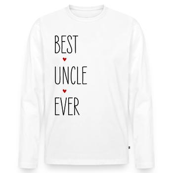 Best Uncle, Best Uncle Ever, Heart, Birthday - Men's Premium Organic Long Sleeve Shirt - white - Front - Nico (187cm)