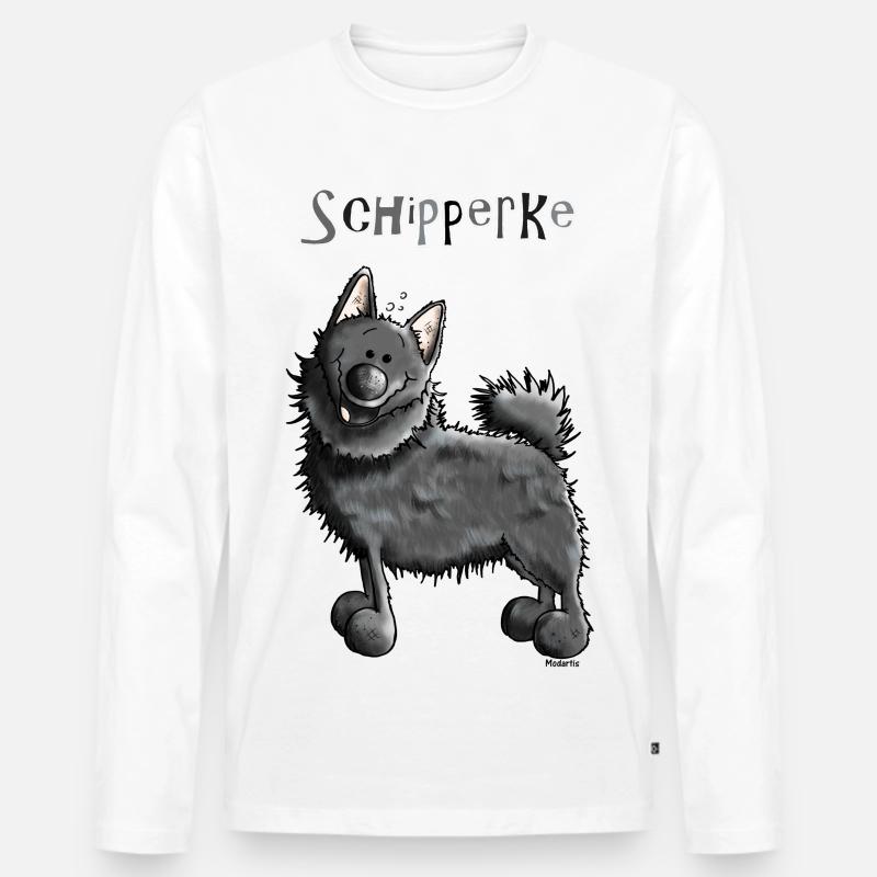 Witziger Schipperke - Hund - Männer Premium Bio Langarmshirt - Weiß