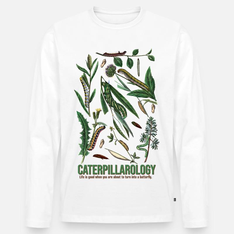 Caterpillarology Nature Study - Männer Premium Bio Langarmshirt - Weiß