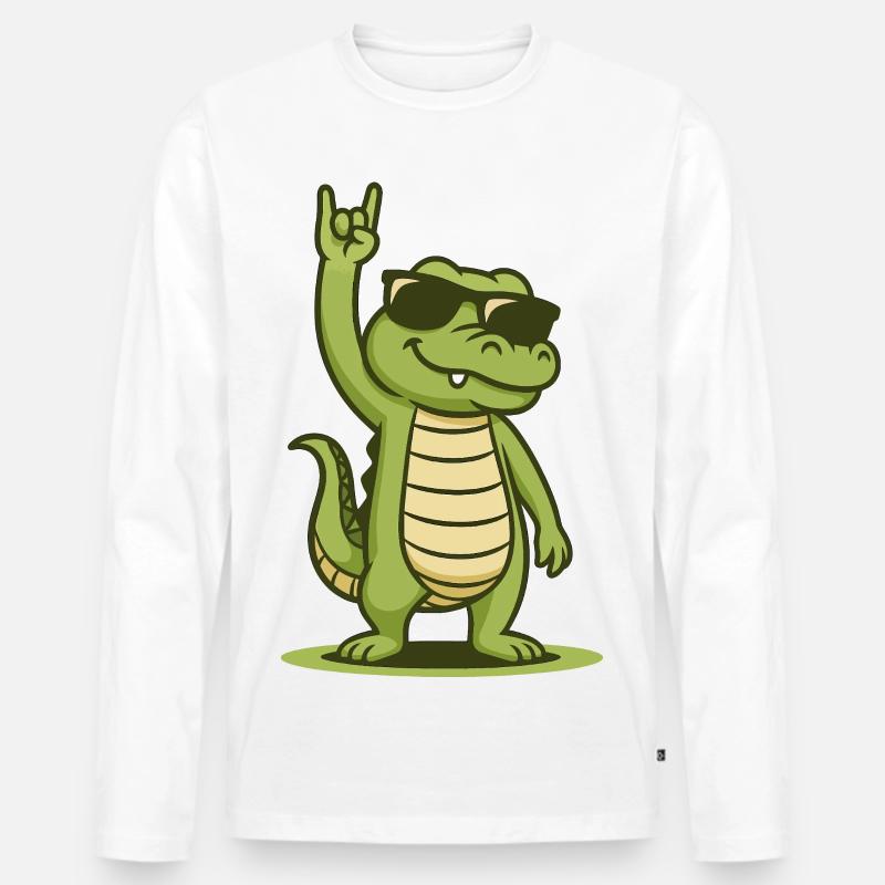 Rock’n’Roll Krokobaby - Männer Premium Bio Langarmshirt - Weiß
