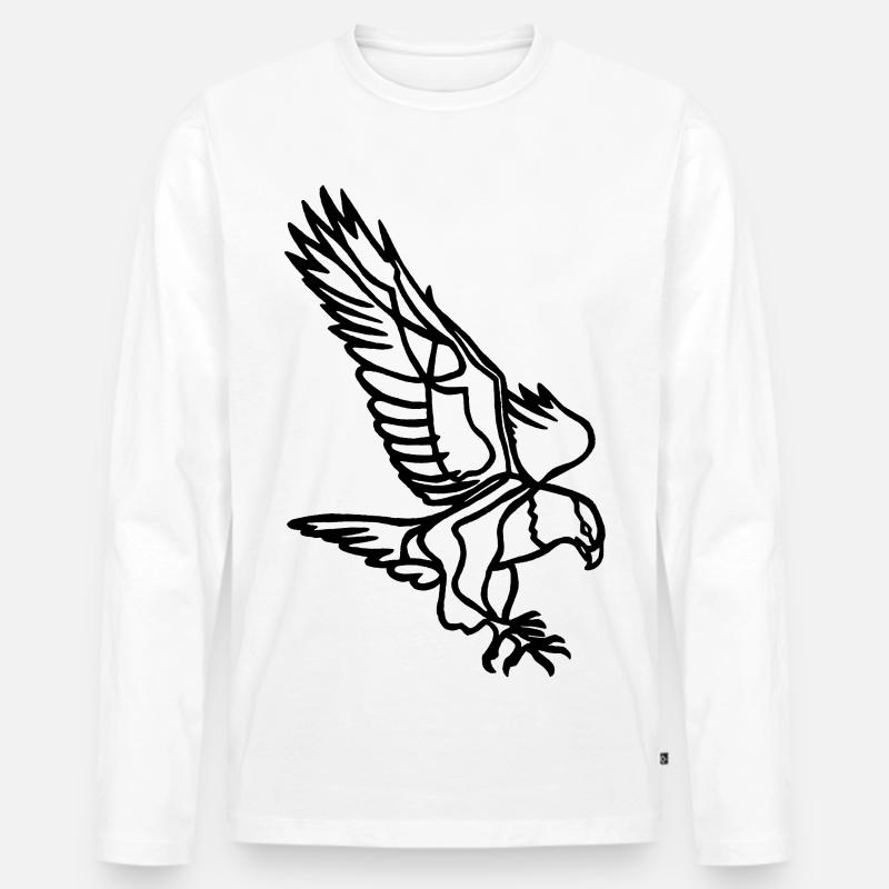 Schwarzer Adler im Flug - Männer Premium Bio Langarmshirt - Weiß