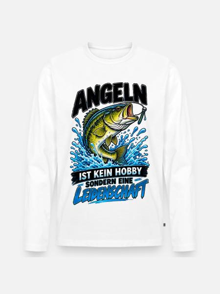 Angeln: Leidenschaft statt Hobby - Männer Premium Bio Langarmshirt - Weiß