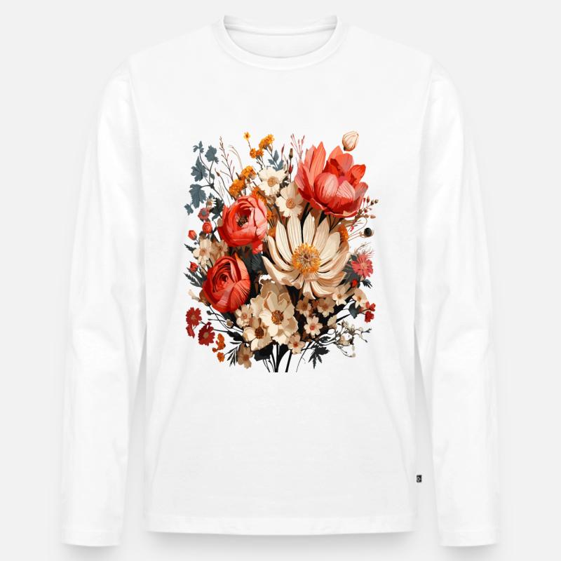 Blumen - Männer Premium Bio Langarmshirt - Weiß