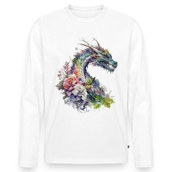 Japanese dragon - Men's Premium Organic Long Sleeve Shirt - white - Front - Nico (187cm)