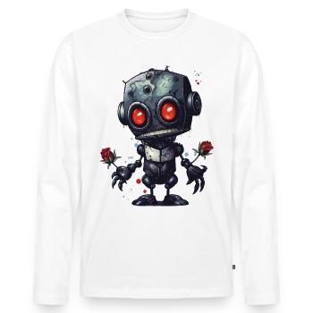 Lustiger Roboter - Männer Premium Bio Langarmshirt - Weiß - Vorne - Nico (187cm)