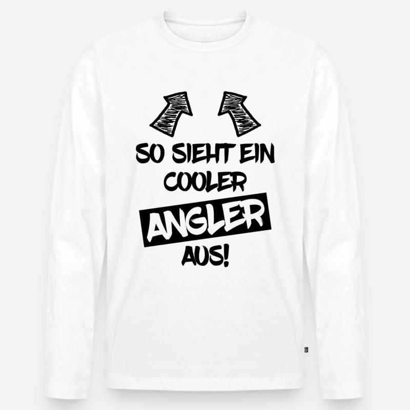 Angler - Männer Premium Bio Langarmshirt - Weiß