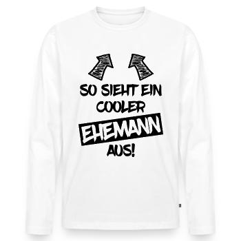 Ehemann - Männer Premium Bio Langarmshirt - Weiß - Vorne - Nico (187cm)