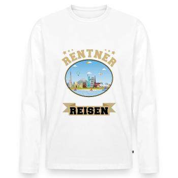 Endlich Rentner Zeit für Reisen - Rente Geschenk - Männer Premium Bio Langarmshirt - Weiß - Vorne - Nico (187cm)