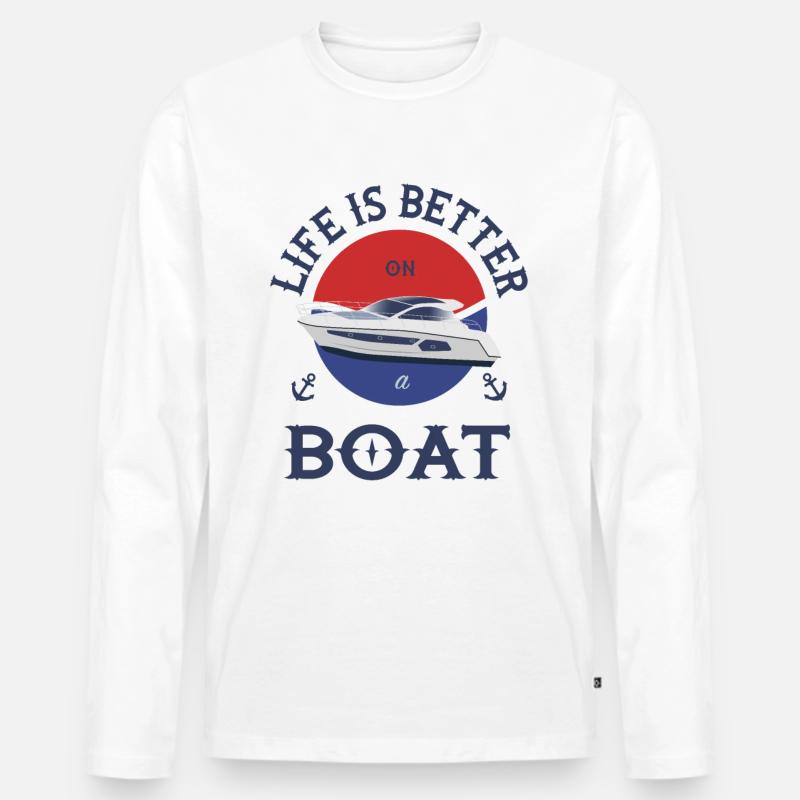 Boot Life is better - Männer Premium Bio Langarmshirt - Weiß
