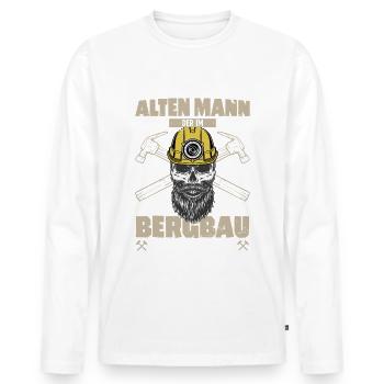 Unterschätze Niemals Alten Mann aus dem Bergbau - Männer Premium Bio Langarmshirt - Weiß - Vorne - Nico (187cm)
