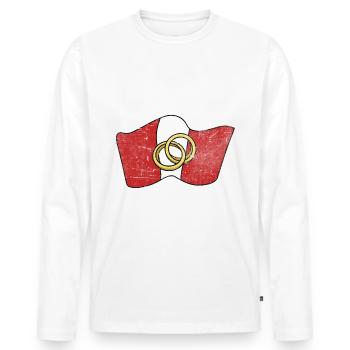 Périuviuan Mariage Pérou Racines Pérou Drapeau Marié - T-shirt manches longues Premium bio Homme - blanc - Devant - Nico (187cm)