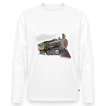 Ce garçon aime les trains - T-shirt manches longues Premium bio Homme - blanc - Devant - Nico (187cm)