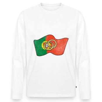 Marié avec Portuguese Portugal Verheiratet - T-shirt manches longues Premium bio Homme - blanc - Devant - Nico (187cm)