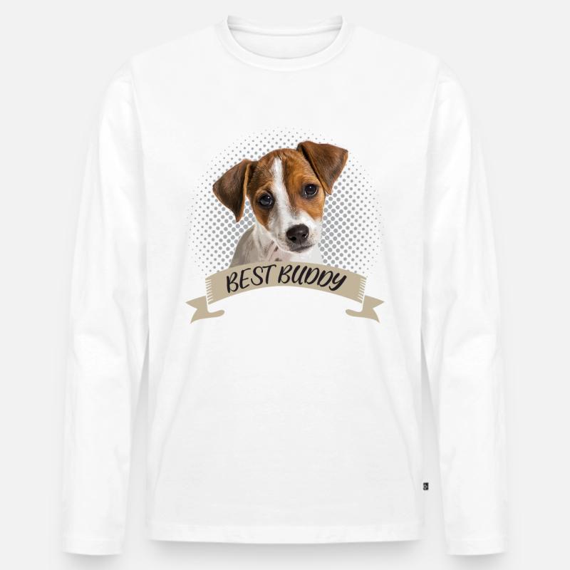 Jack Russel Terrier Bester Freund Hundeportrait - Männer Premium Bio Langarmshirt - Weiß
