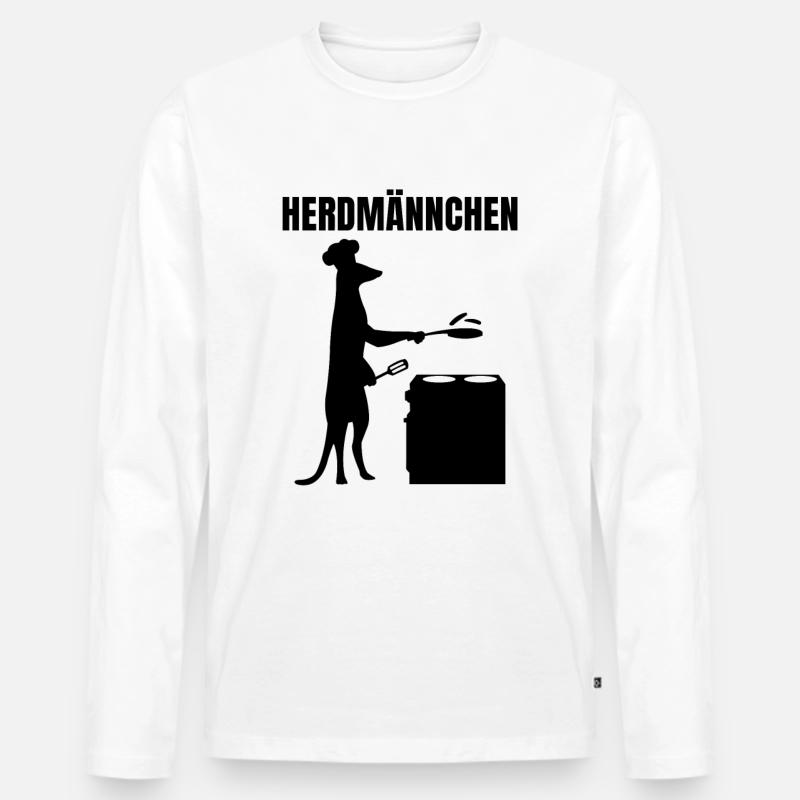 Herdmännchen Essen Kochen Lustiger Koch - Männer Premium Bio Langarmshirt - Weiß