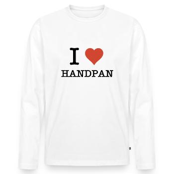 J'aime le joueur de handpan - T-shirt manches longues Premium bio Homme - blanc - Devant - Nico (187cm)