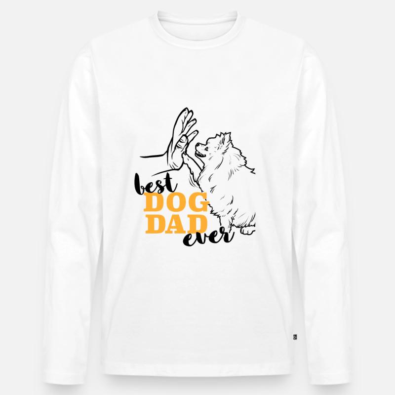 Bester Pomeranian Papa - Männer Premium Bio Langarmshirt - Weiß