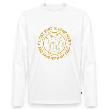 Beekeeper Gift Bees & Beer - Men's Premium Organic Long Sleeve Shirt - white - Front - Nico (187cm)