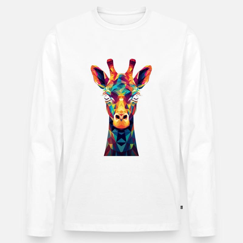 Giraffe Polygon Tier Geschenk - Männer Premium Bio Langarmshirt - Weiß
