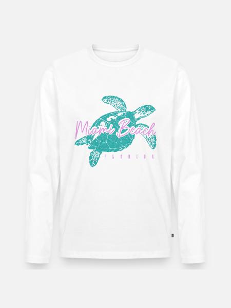 Miami Beach Florida USA Retro Vintage - Männer Premium Bio Langarmshirt - Weiß
