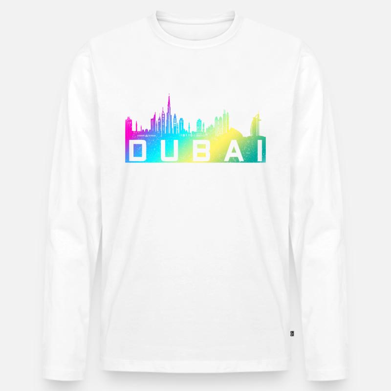 Dubai Skyline UAE Souvenir - Männer Premium Bio Langarmshirt - Weiß