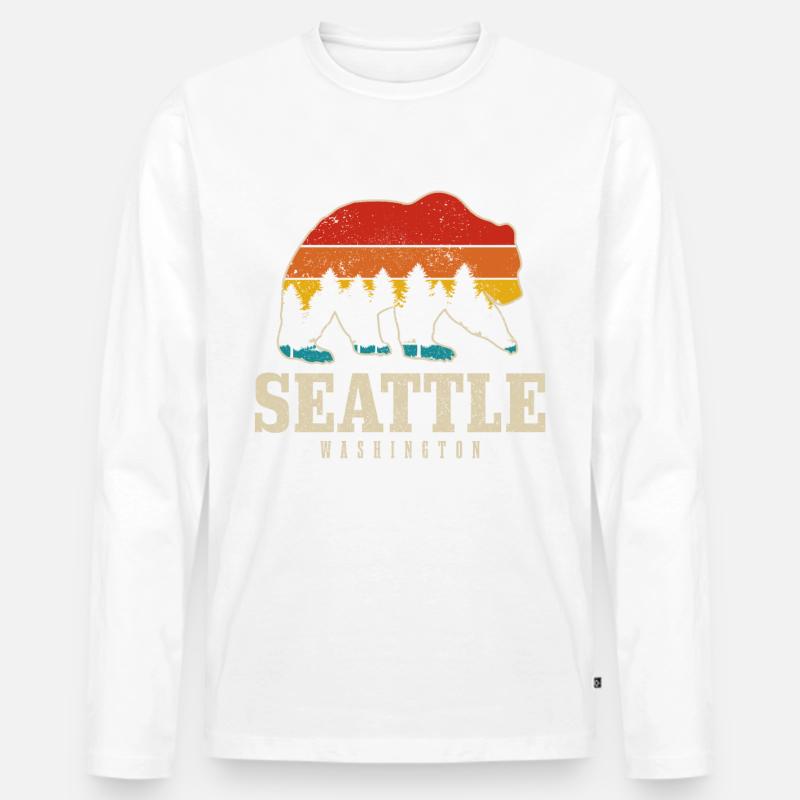 Seattle Washington Souvenir Geschenk - Männer Premium Bio Langarmshirt - Weiß