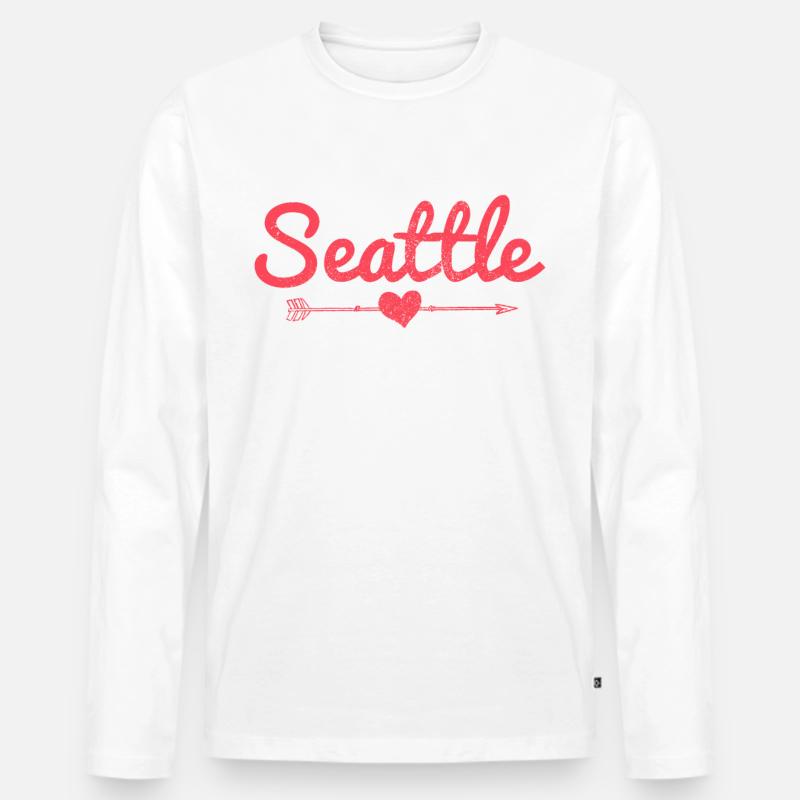 Seattle Washington Souvenir Geschenk - Männer Premium Bio Langarmshirt - Weiß